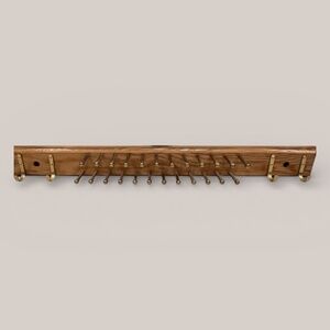 Lands' End Vintage Oak and Brass Tie and Belt Rack